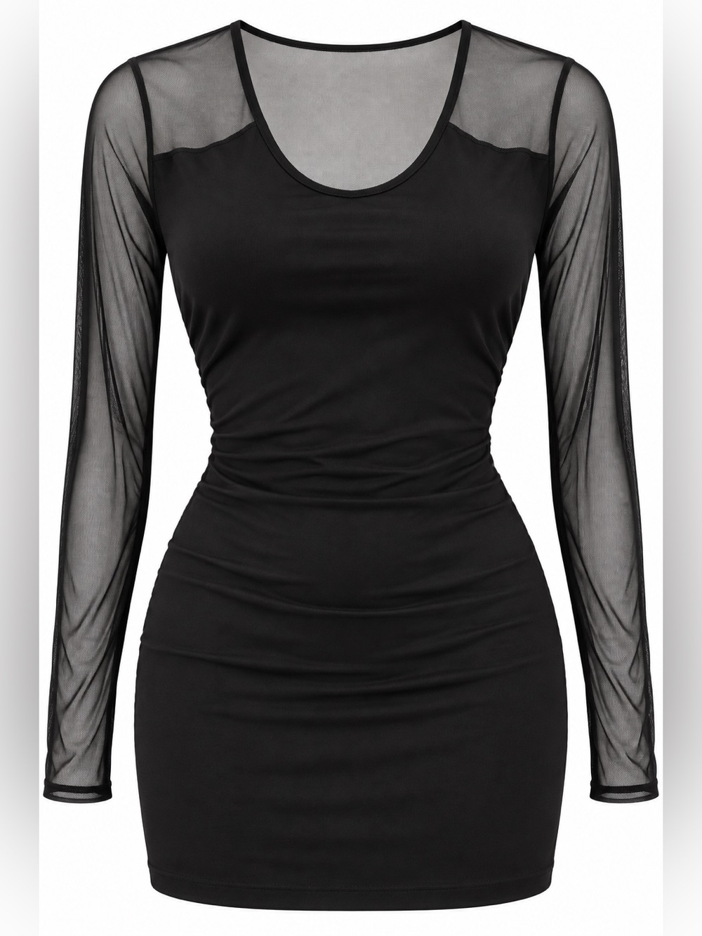 Marie Claire Boutiques Black Mesh Long Sleeve Mini Dress Y2K M